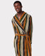 Men's Fleece Green & Navy Stripe Print Robe