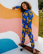 Kids' Blue Leopard Print Organic Cotton Lounge Joggers