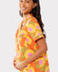Maternity Jersey Orange & Multi Sunflower Print Revere Collar Popper Button Short Pyjama Set