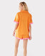 Linen-Mix Orange & Pink Ruffle Trim Button Up Short Pyjama Set